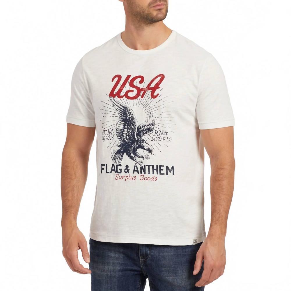 NEW FLAGS & ANTHEM usa eagle slub tee in white